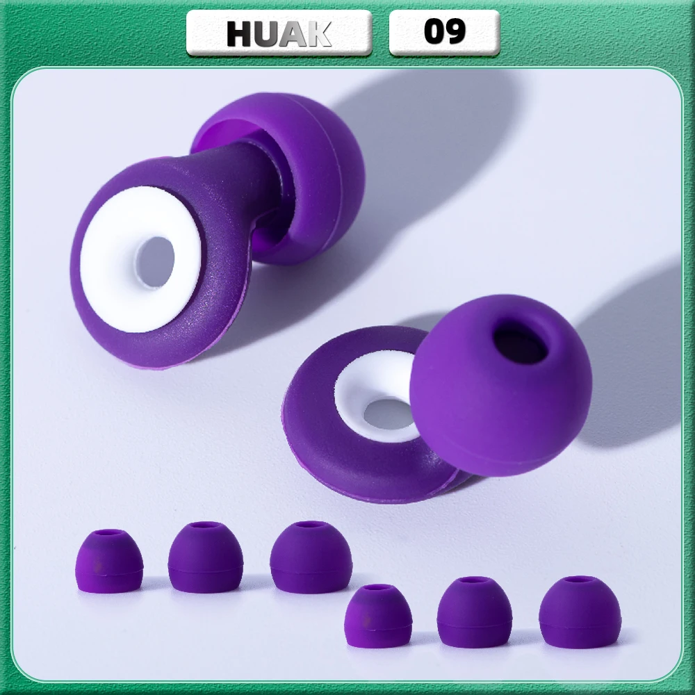 HUAK-09 1pair Ear Plugs for Noise Reduction - Super Soft, Reusable Hearing Protection - 8 Ear Tips in XS/S/M/L-Extra Accessories