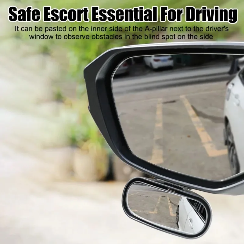 360 Wide Angle Car Blind Spot Mirror High Clear Anti-glare Glass Auxiliary Rearview Lens for Front Rear Wheels Large View