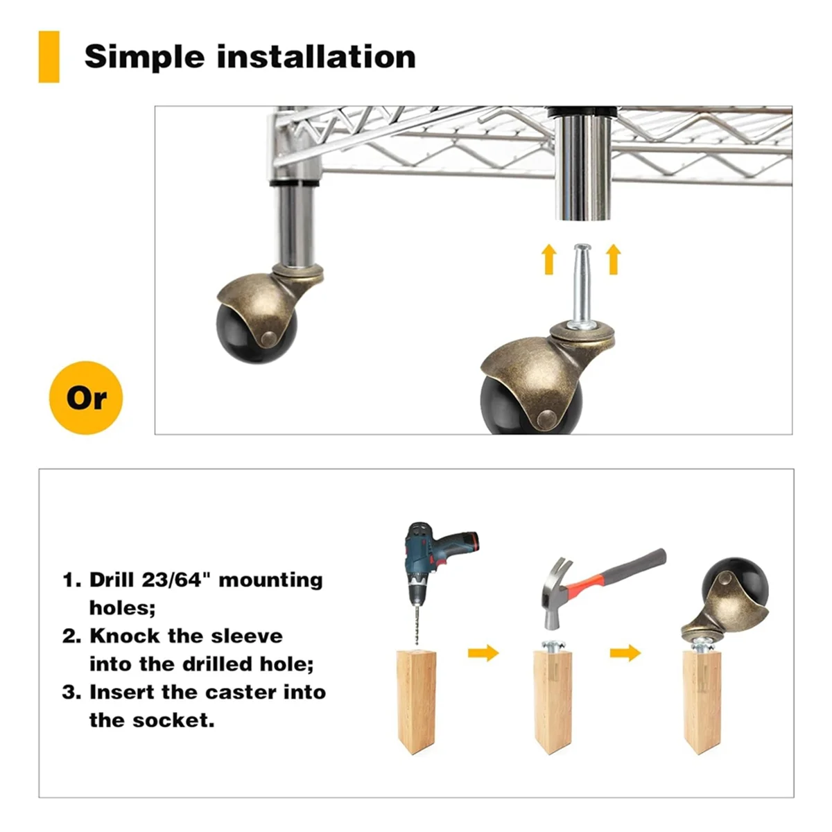 

AA98 2-дюймовые шариковые ролики с розетками, винтажные поворотные ролики для мебели, дивана, деревянного стула, шкафа, упаковки из 4 шт.