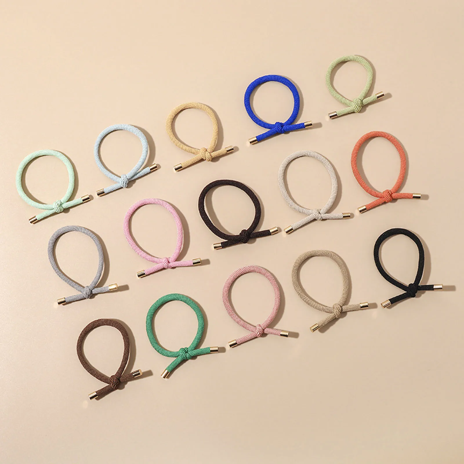 5PCs Fabric Hair Ties Band For Women Girls Multicolor Knot Colorful Basic Elastic Scrunchie Ring Rubber Bands Hair Accessories