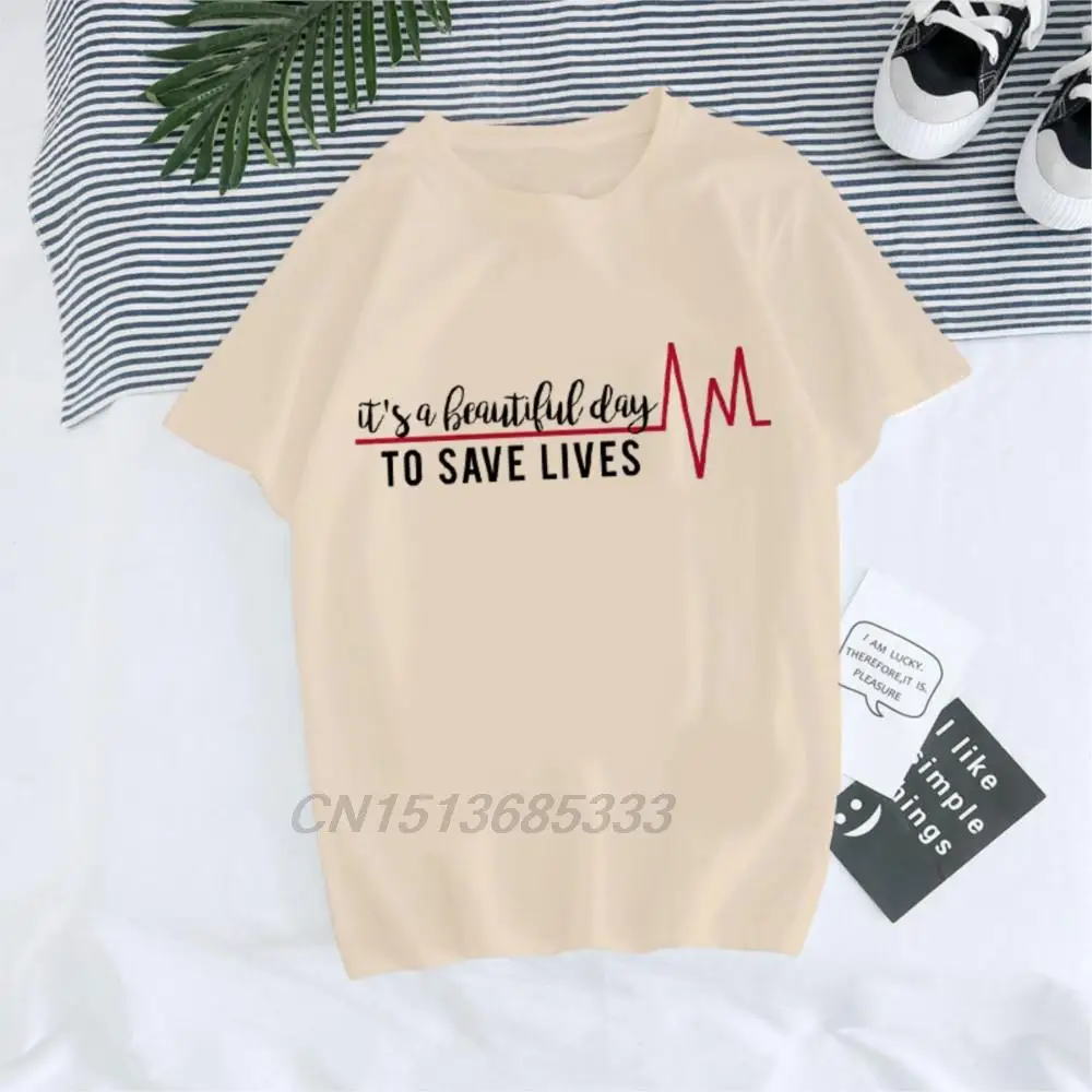 It's A Beautiful Day To Save Lives Men Women T-shirts Heartbeat Graphic Printed Vintage Cotton Sweatshirts Short Sleeve Tees