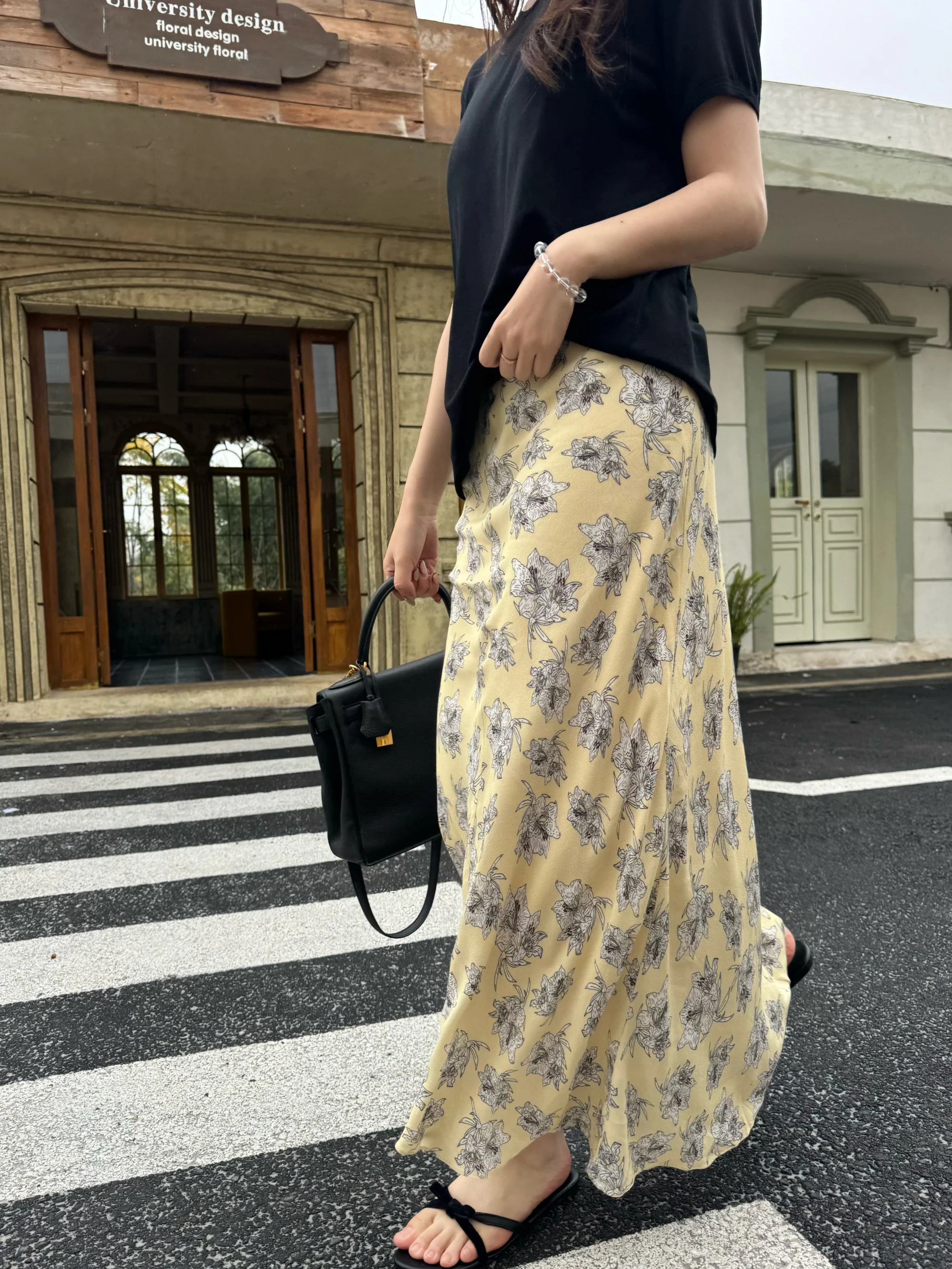 

Весенняя повседневная юбка миди с цветочным принтом, эластичным поясом, прямым кроем и эффектом похудения для женщин