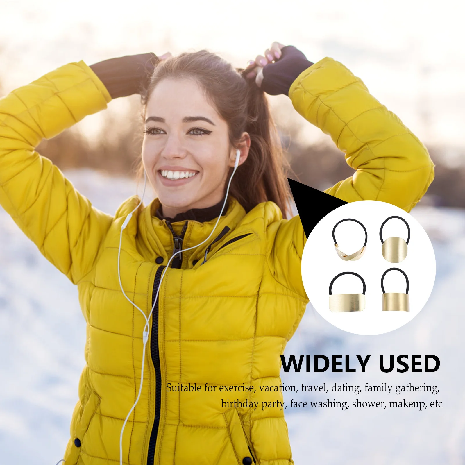 

4Pcs Metal Hair Holders Chic Hair Ties for Girls Fashion Elastic Bands Ideal for Shower Makeup Birthday Gathering Firm Grip