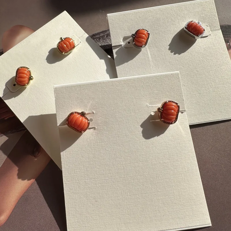 YEEVAA Halloween Series Orange/White Pumpkin Spooky Mood Stud Earrings, Fashion Jewelry, Unique Gifts