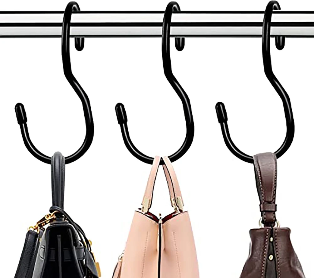 4pcs Unique Twist Design Bag Hanger Hooks Purse Organizer Hooks for Closet Large Closet S Hooks for Hanging Handbags Clothes