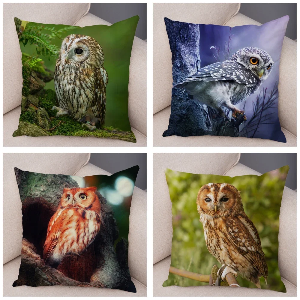 Cute Animal Pillowcase  Sofa Home Children\'s Room Wild Owl Cushion Cover Decoration