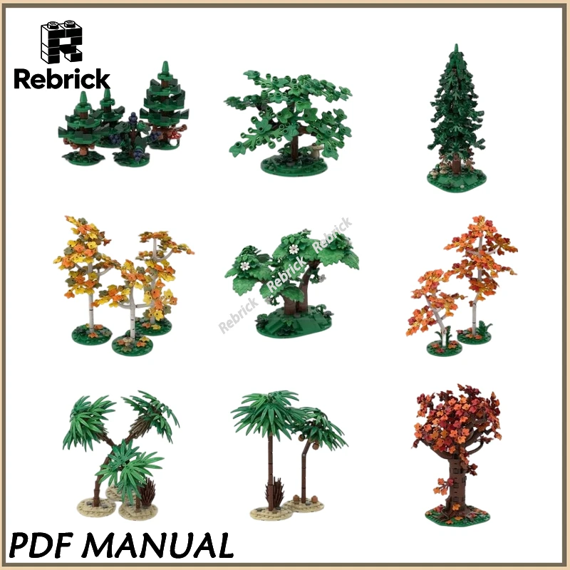 Alternate Build Plants and Trees Collection MOC Bricks, Realistic Greenery Set for Diorama and City Street View Decor