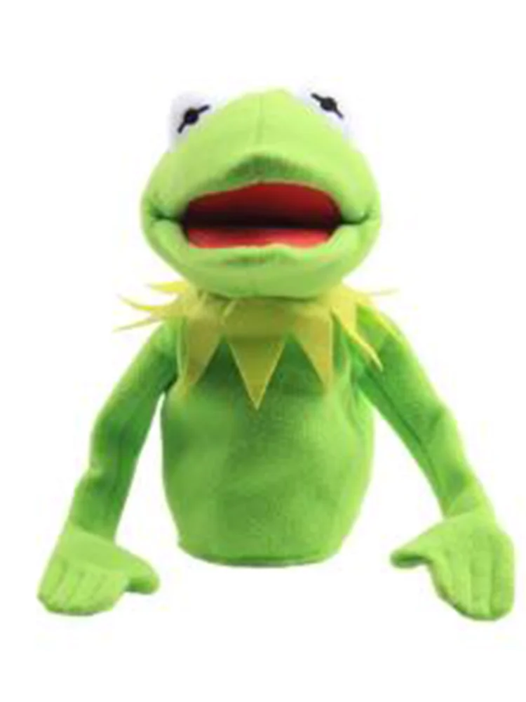 ในสต็อก Kermit กบหุ่นมือตุ๊กตา Half body กระเป๋านักเรียนสีเขียว Plush ของเล่นใหญ่ท้องภาษา Performance Props ที่กําหนดเอง