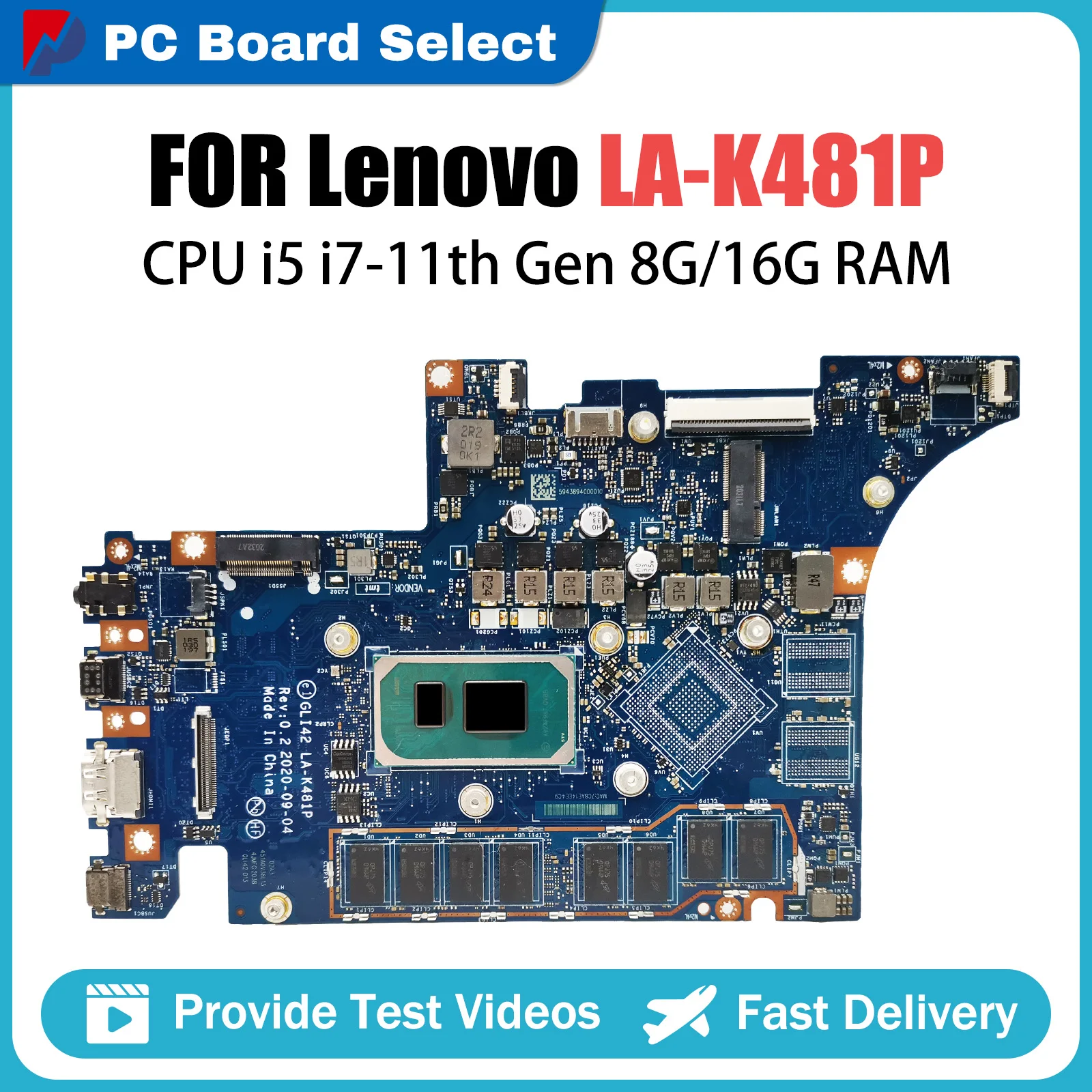 

LA-K481P Notebook Mainboard For Lenovo Ideapad 5 Pro-14ITL6 Laptop Motherboard With CPU I5 I7-11th Gen 8G 16G RAM MX450 V2G