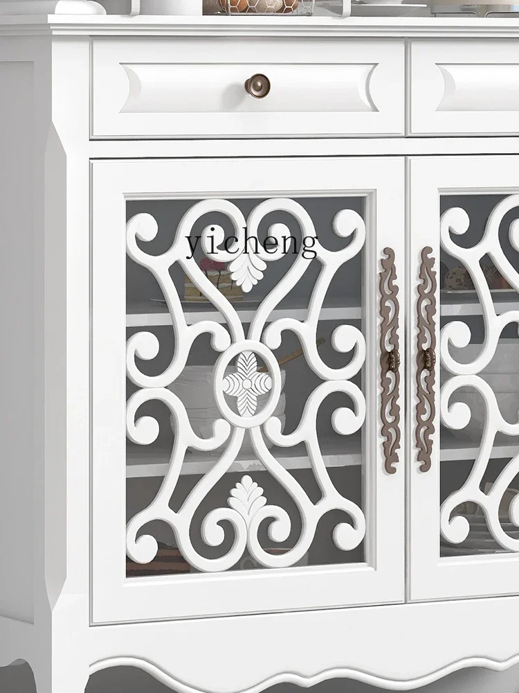 ZZk Solid Wood Sideboard Retro Style Hallway Wine Cabinet Wall Sundries Tableware Storage Cabinet