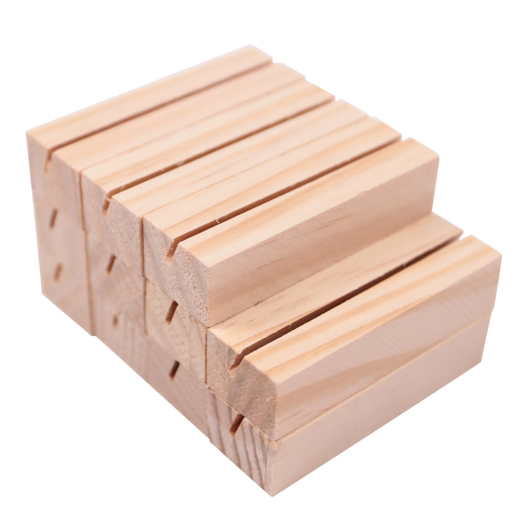 20 Pieces Wood Place Card Holders, Wooden Table Number Holder Memo Stand Stand Card Desktop Message Crafts for Wedding Decora