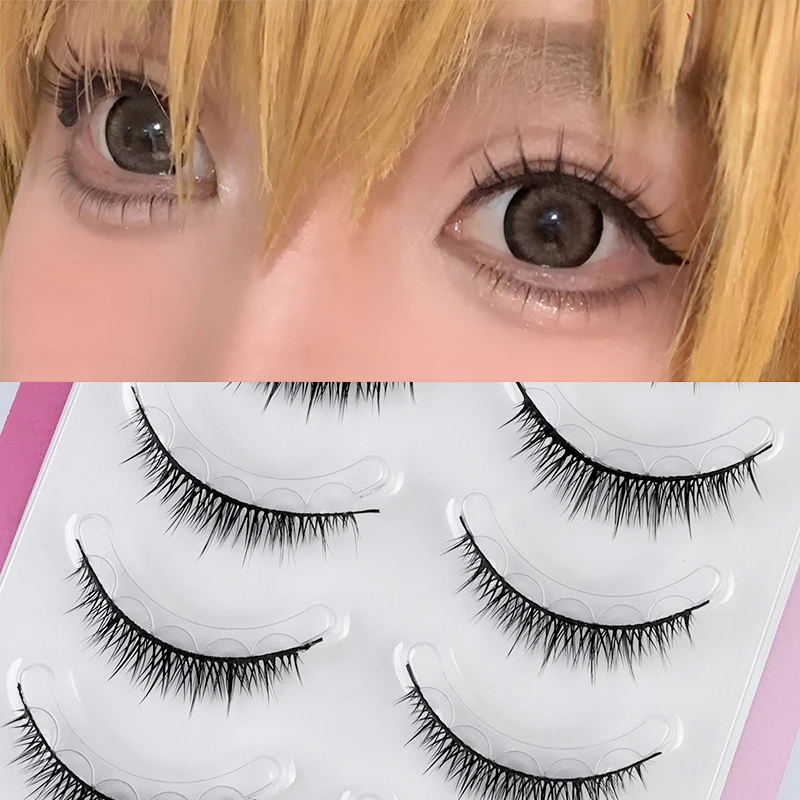 Ciglia finte manga a striscia completa senza colla Ciglia finte fai-da-te adatte per convenzioni comiche riutilizzabili in stile naturale
