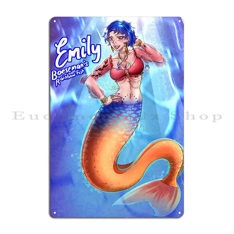 Stardew Valley Mermaid Emily Asophia Mills Metal Sign Wall Plaque Retro Cave Club Customized Tin Sign Poster