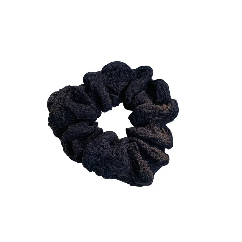 Women Wrinkled Fabric Big Hair Scrunchies Solid Color Soft Vintage Hair Gums  Fabric Rubber Bands For Hair Bun Elastic Hair Tie