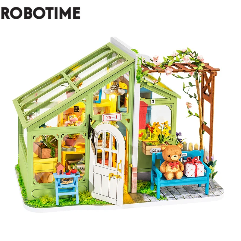 Robotime Rolife DIY Spring Encounter Flowers Doll House with Furniture Children Adult Miniature Dollhouse Wooden Kits Toy DG154