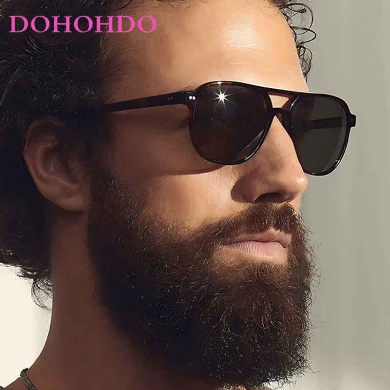 

Big Frame Double Bridge Pilot Rivet Sunglasses Men Women Trendy Luxury Brand Design Personality Street Shooting Sunglasses UV400