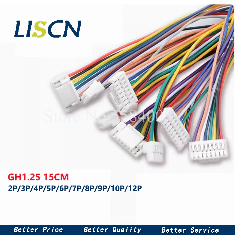 10szt Micro JST GH 1.25 2P 3P 4P 5P 6P PIN Męskie złącze żeńskie z przewodem 15cm Kabel 150mm GH1.25 Pojedyncze podwójne złącze 28AWG