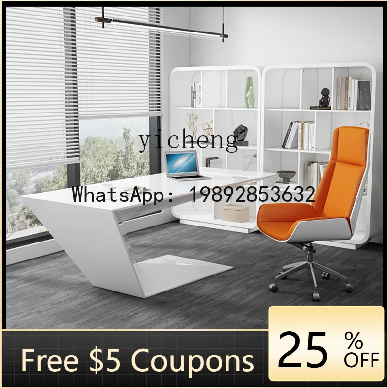 

T29 paint boss president table simple modern creative desk manager office table and chair combination