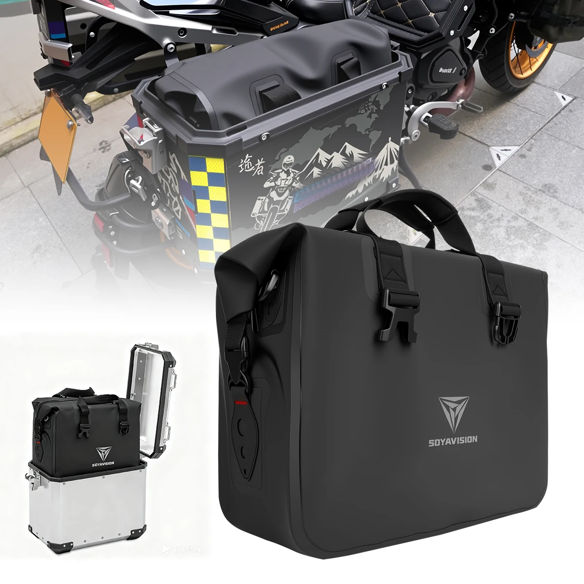 SOYAVISION Universal Motorcycle Luggage Pannier Inner Bag For BMW Yamaha Honda kawasaki Top Box Panniers Bag Case Luggage Bag