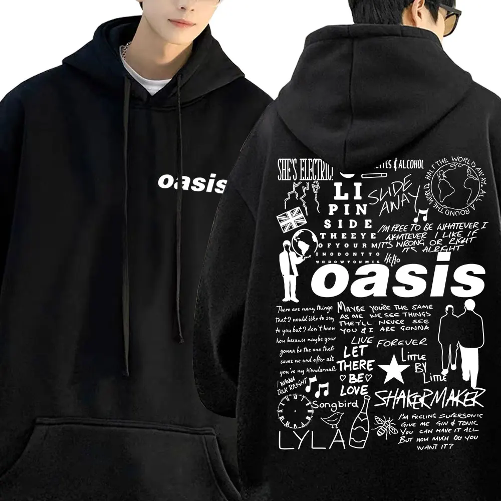 

Hot Sale Rock Band O-Oasis Graphic Print Hoodie Men Women Hip Hop Gothic Oversized Streetwear Man Casual Cotton Vintage Hoodies