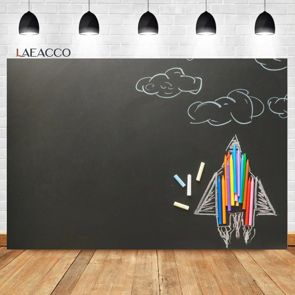 Laeacco Colorful Pencil Blackboard Paper Airplane Baby Room Decor Birthday Backdrop Photographic Photo Background For Photo Stud