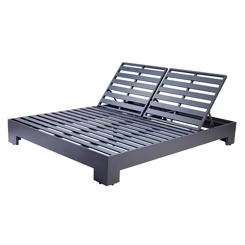 Luxury Exterior Pool Day Bed Sun Lounger Furniture Outdoor Beach Aluminum Double Chaise Lounge Daybed for Outside