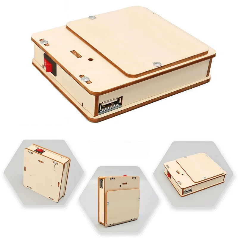 DIY Wooden Power Bank for Kids Assembling Manual Machine Power Bank Lockbox Science Experimental Toys