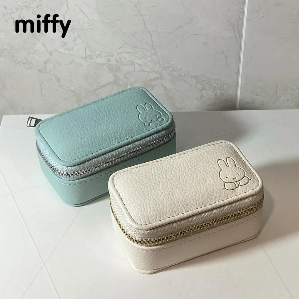 Kawaii Miffy Leather Jewelry Storage Box Necklace and Bracelet Storage Bag Gift Toys