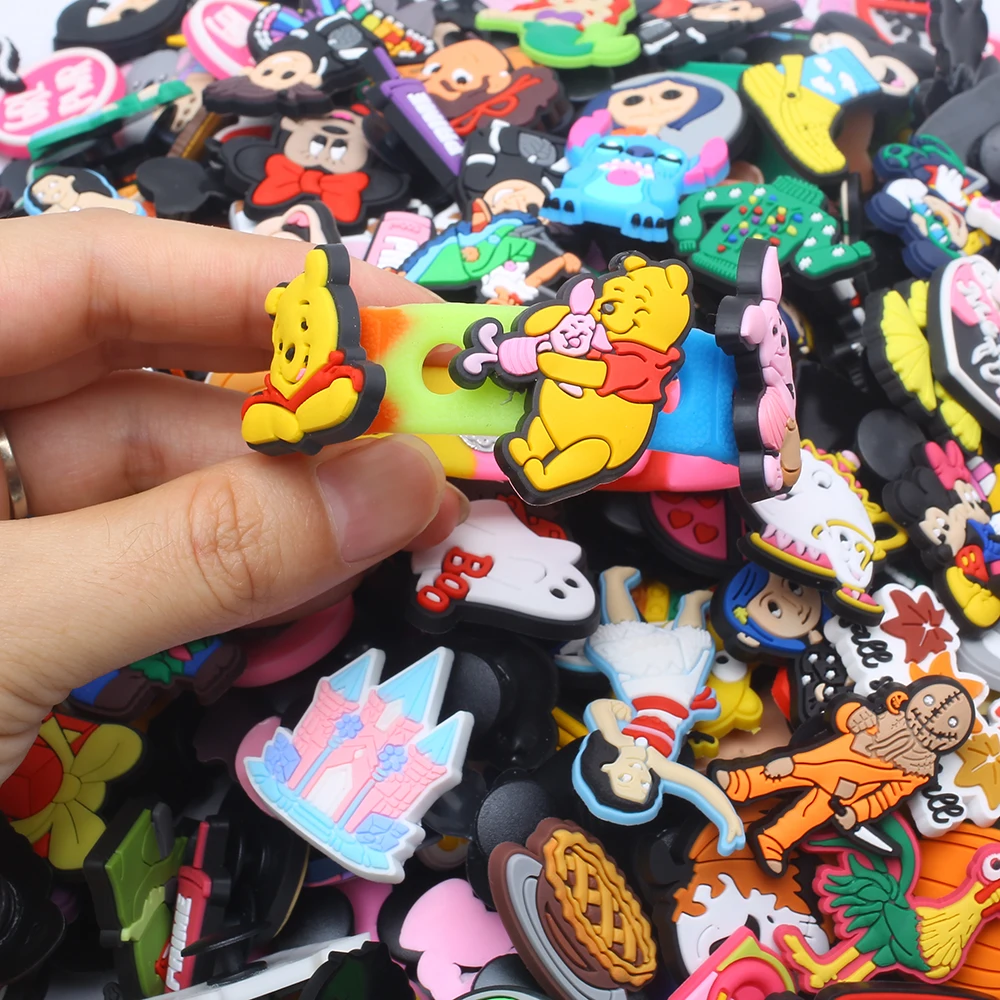 10-200pcs Mixed Random All kinds of Disney Marvel Sanrio PVC Fox Koala Shoe Charms Bat Devil Halloween Gift