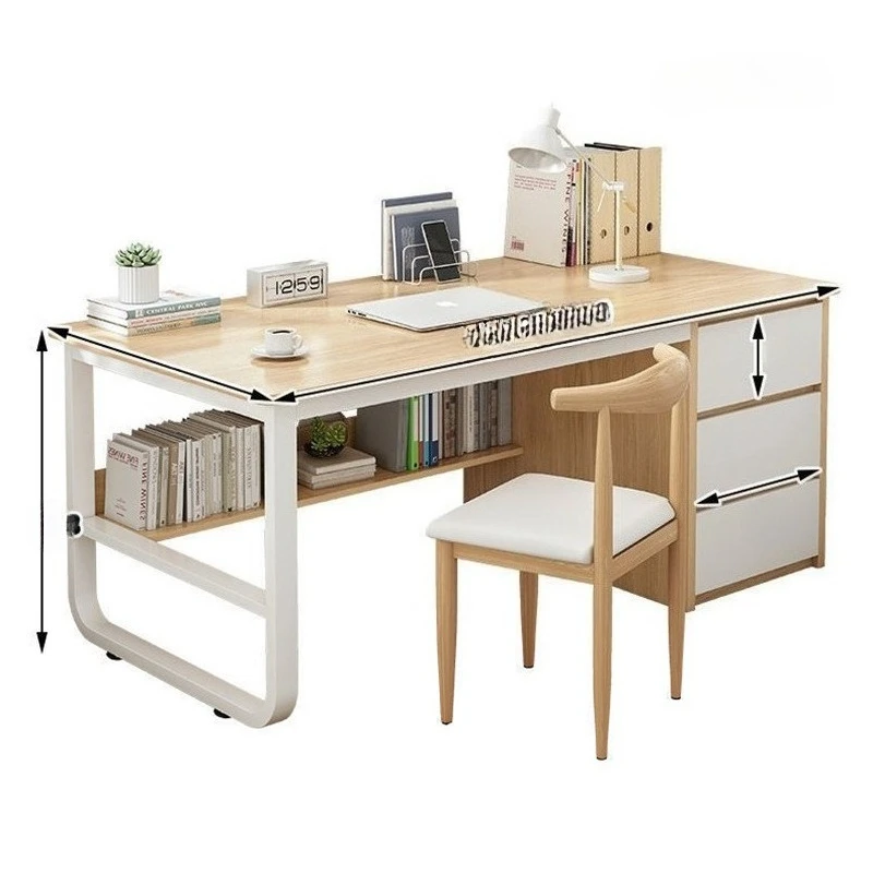 

Simple bedroom computer desk, steel and wood book, writing desk, student e****mical study rental desk