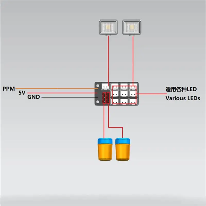 ABIU Light System Expansion Board PH2.0 Expansion Module for Tamiya MFC-03 1/14 RC Truck Scania Actros 1/10 RC Crawler(B)