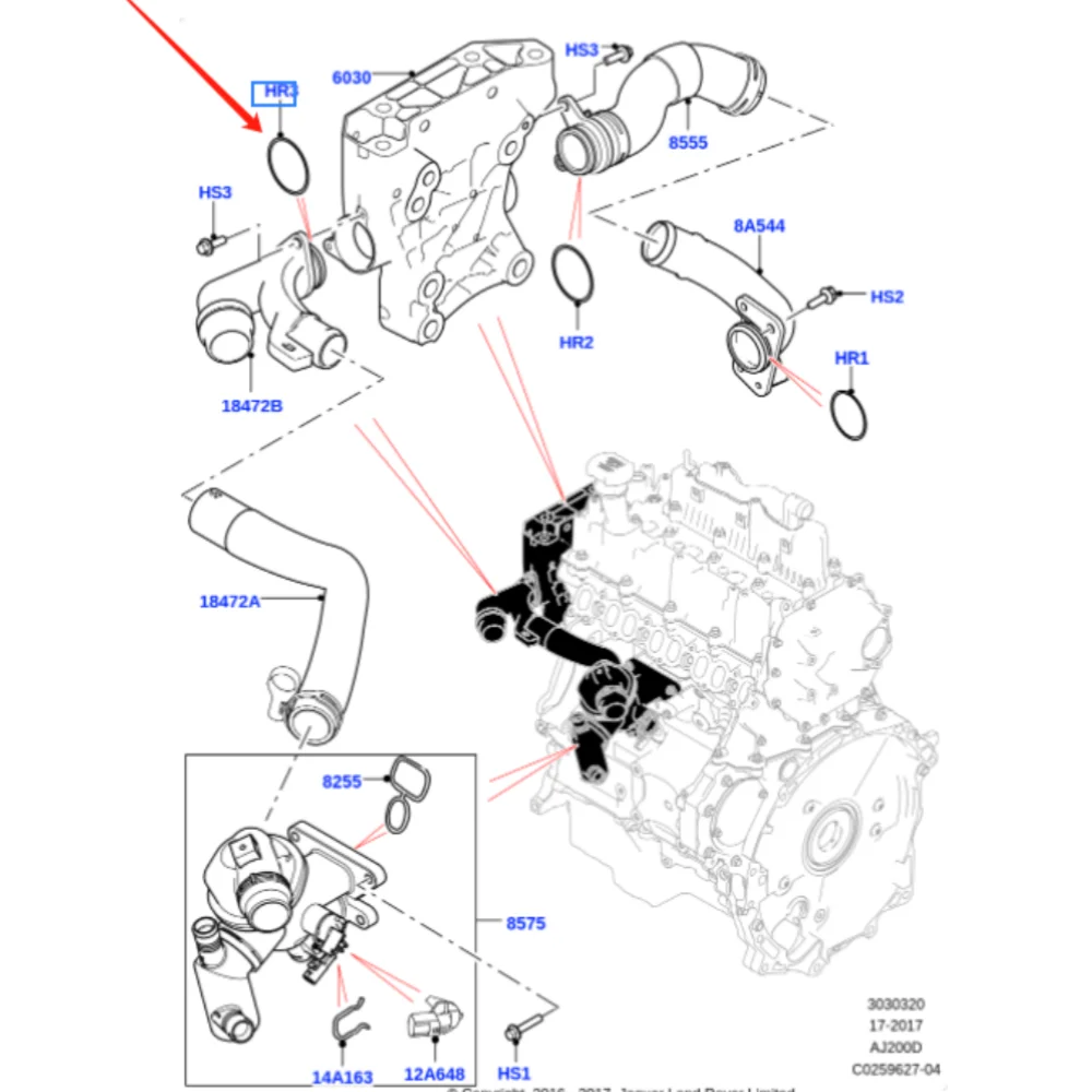 

Suitable for Land Rover Discovery Range Rover Aurora Thermostat seal LR096841