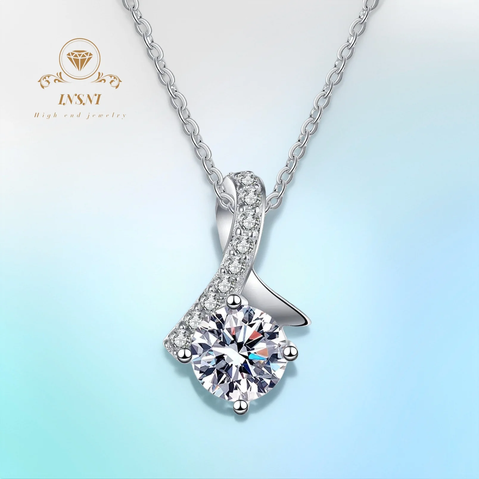 

1CT D Color Moissanite Crystal Pendant S925 Pure Silver Minimalist Jewelry Necklace Women's Accessories Certified Gift