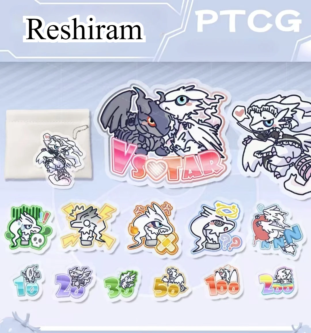 PTCG Pokemon Match Scoring Damage Counter Damage Indicator Reshiram Used Board Vstar Borad Role-playing Game Gift Toy Wave 60