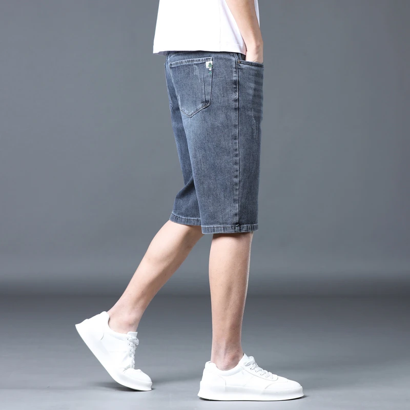 2024 New Denim Shorts for Men's Summer New Loose Straight knee length pants Youth Elastic short  jeans for men cargo pants