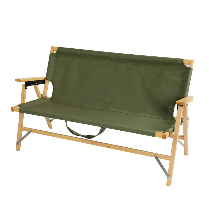 

Outdoor leisure chair solid wood, double chair portable folding chair, camping barbecue beach backrest