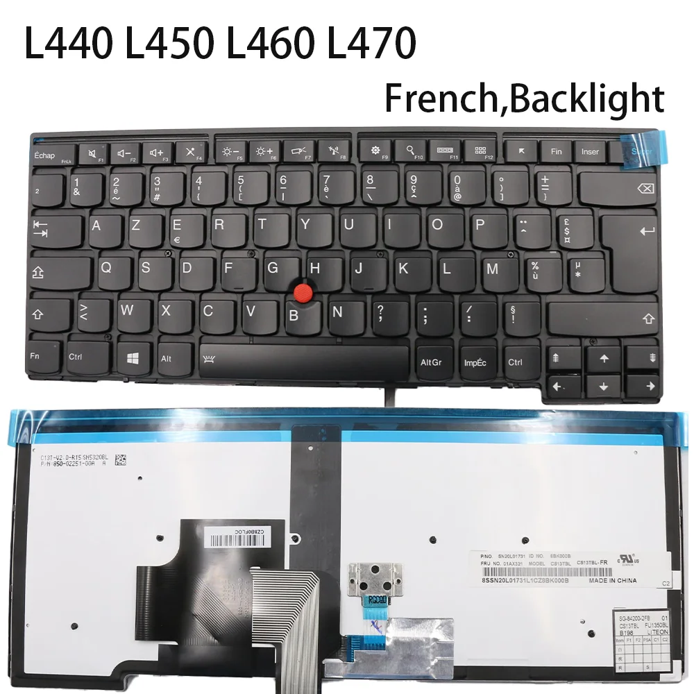 

Новая клавиатура для ноутбука Lenovo Thinkpad L440 L450 L460 L470 T440 T440P T450 T450S T460 Клавиатура с внутренней французской подсветкой
