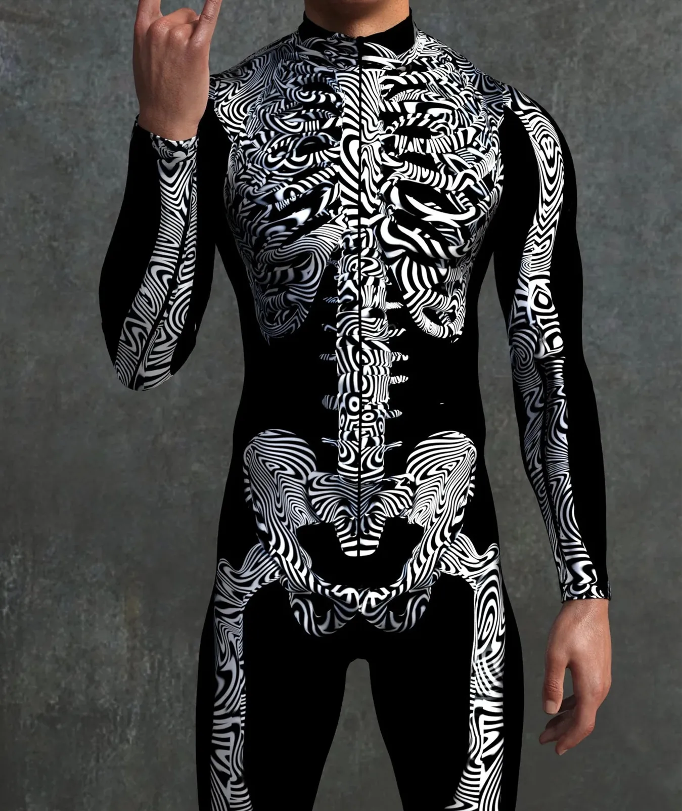 Halloween Skinny Damen Bedruckter Bunter Totenkopf Cosplay Jumpsuit Cyberpunk Zentai Anzug Karnevalsparty Aerial Performance Bodysuits – Detail 22
