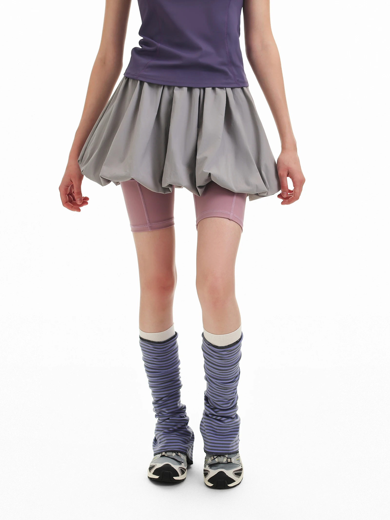 DSU Summer 2026 Women's Cloud Bud A-Line Short Skirt Puffy City Outdoor Style Nylon Fabric Polyester Elastic Fiber Lantern Skirt