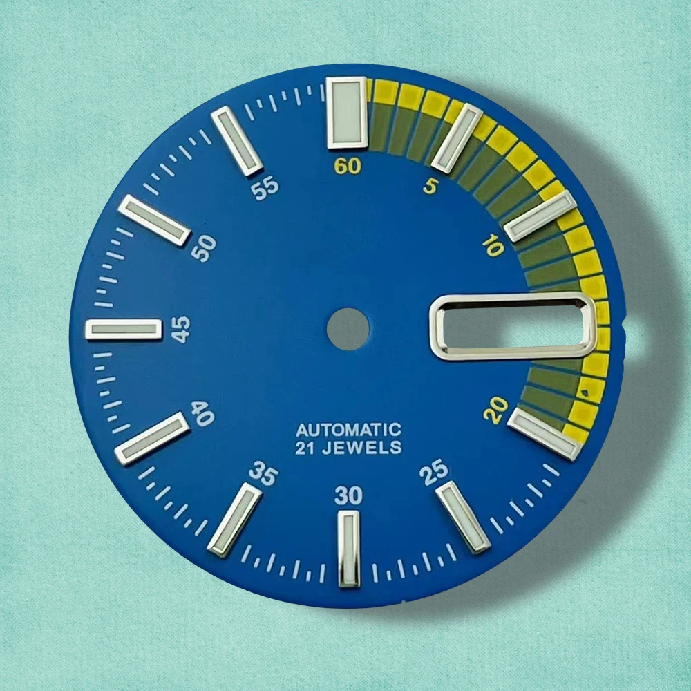 28.5 مللي متر S5 شعار الغوص الهاتفي صالح NH36/4R36 حركة الأخضر مضيئة ماتي المزدوج التقويم ساعة مزدوجة تعديل الملحقات #4