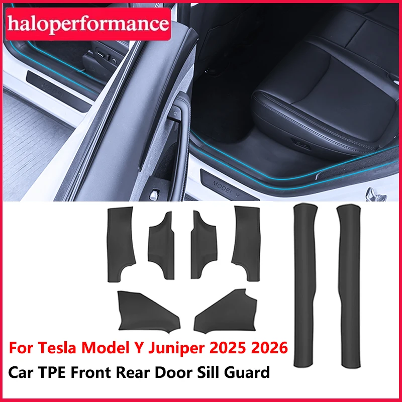 

For Tesla Model Y Juniper 2025 2026 Door Sill Guards Car TPE Front and Rear Anti-Kick Door Sill Protector Pedal Accessories 8PCS