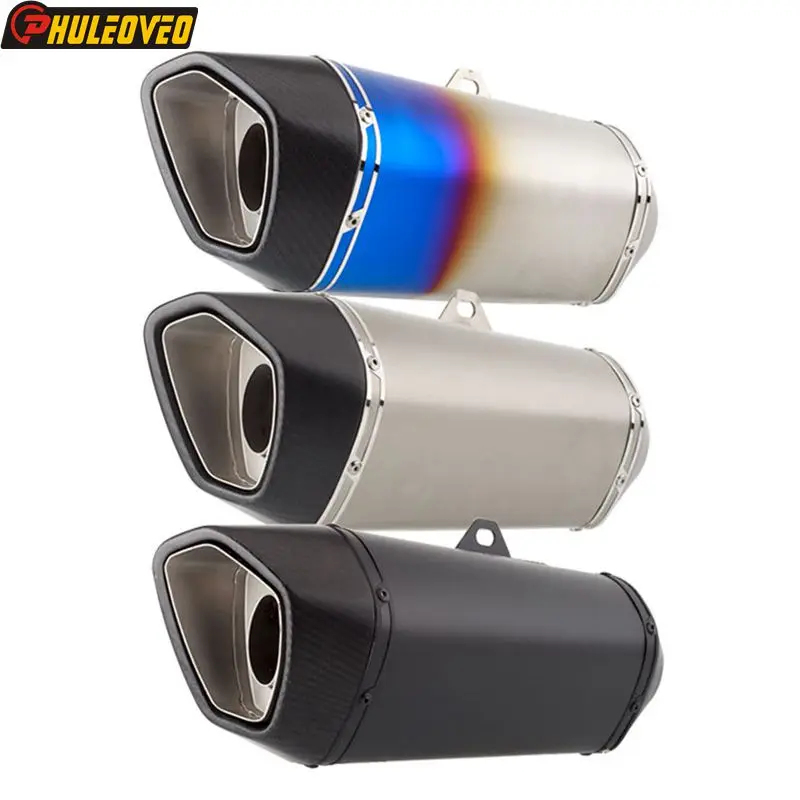 Inlet 60.5mm Motorcycle Exhaust Muffler Escape Moto with DB Killer Carbon End Tip for S1000RR GSX-R1000R ZX-25R Z900 CBR250RR