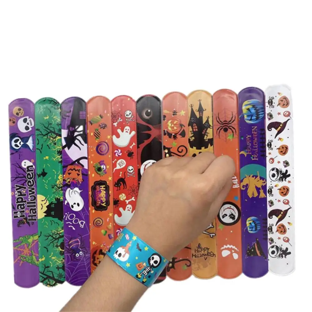 Cartoon Skeleton Wristband Perfect Gift Halloween Decoration Bracelet Unique Design Comfortable Halloween Slap Bracelet Clapping