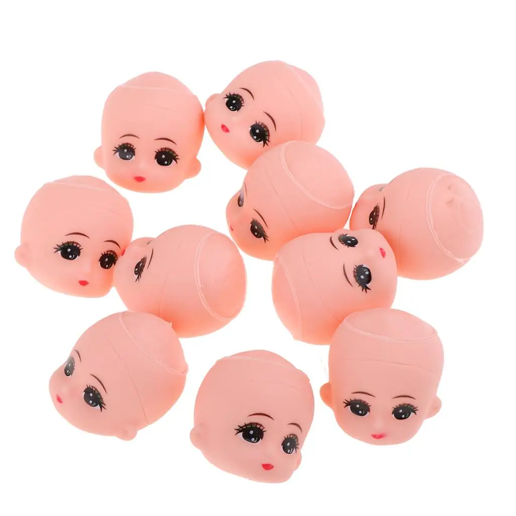 10 Uds cabeza de ojos grandes cabeza calva esculpida para Mini llavero muñeca personalizada