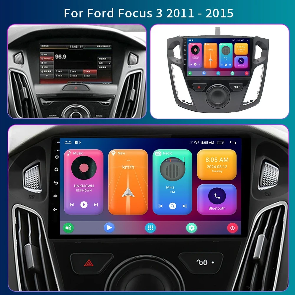 Machine tout-en-un d'image de recul, audio et vidéo de navigation intelligente Android