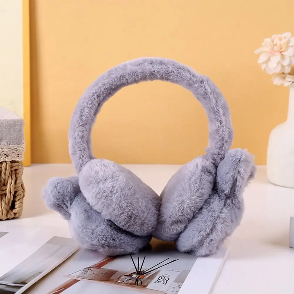 Bonito inverno quente coelho earmuffs dobrável retrátil ciclismo orelha cobre à prova de vento aquecedores de orelha de pelúcia para mulheres meninas