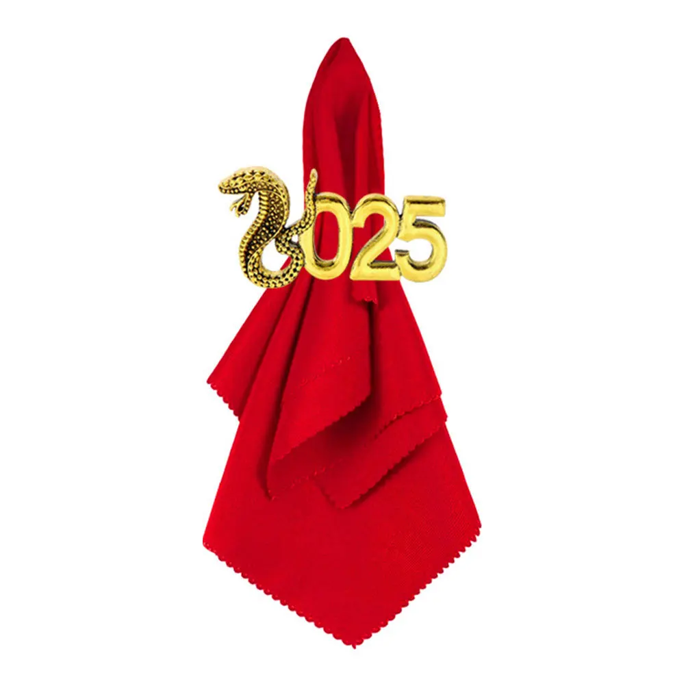 

4pcs Snake Napkin Rings Metal Gold Animal Design Table Decor For 2025 Spring Festival Lunar New Year Wedding Party Holiday
