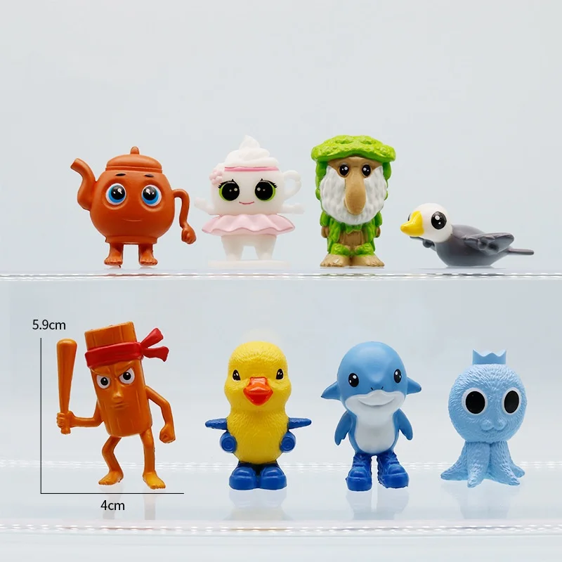 

8pcs/Set Italian Brainrot Tung Tung Sahur Shark Tralalero Tralala Action Figures Bombardiro Crocodilo Shimpanzini Bananini Toy