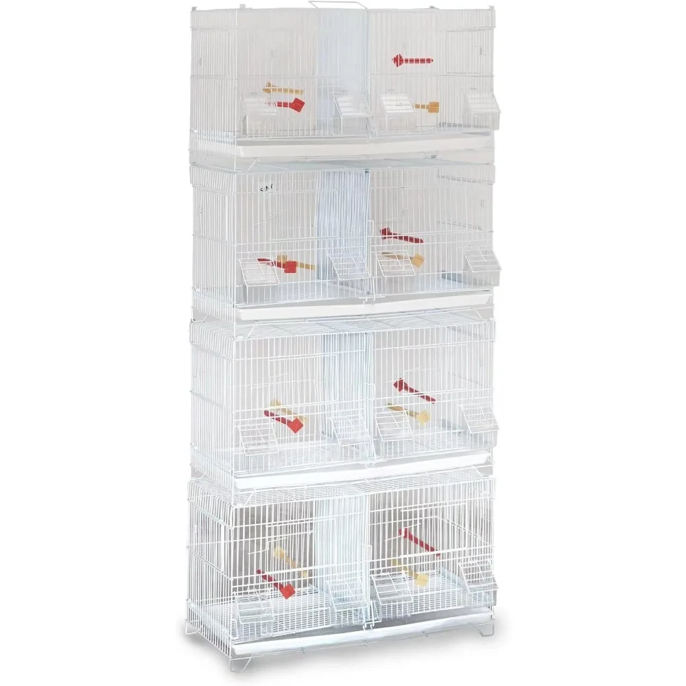 Juego de 4 jaulas apilables para pájaros de cría para pájaros pequeños Canary Finch (blanco)