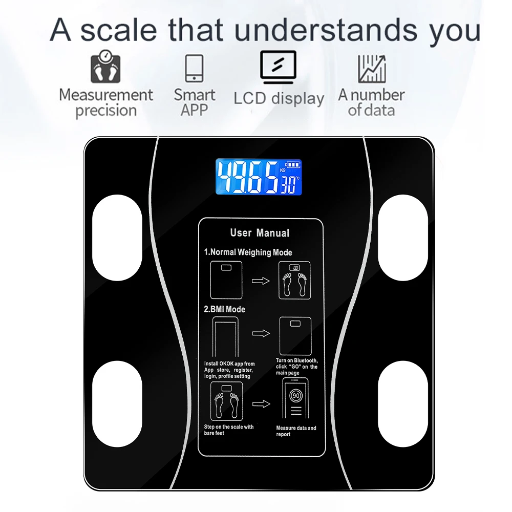 

Smart Body Fat Scale Wireless Digital Bathroom Scale Bluetooth Electronic Weight Scale with Smartphone App